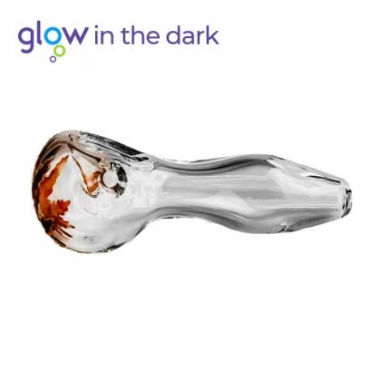 Glass pipe with leaf 10 cm, glows in the dark