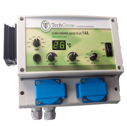 TechGrow Clima Control Basic Plus 14A Temperature, Min. and Max. Speed, and Hysteresis digital controller (2 fans)