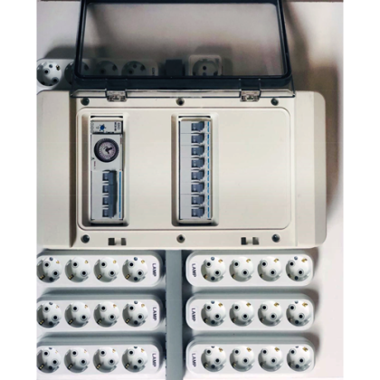 Hager Power Panel 24x600W Switchboard with 24 sockets + 1 for heating, 4 circuits